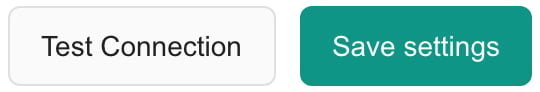 Test Connection and Save settings buttons for an existing QuoteWerks connection