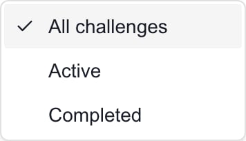 HootPhish challenge status filter: All challenges, Active, and Completed