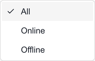 Endpoint Status filter options: All, Online, and Offline