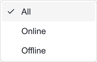 Endpoint Status filter options: All, Online, and Offline