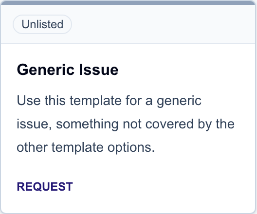 Generic Issue request card in the MSP Demo request catalog