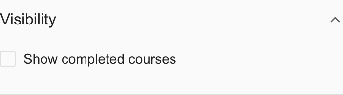 Course library Visibility filter with Show completed courses