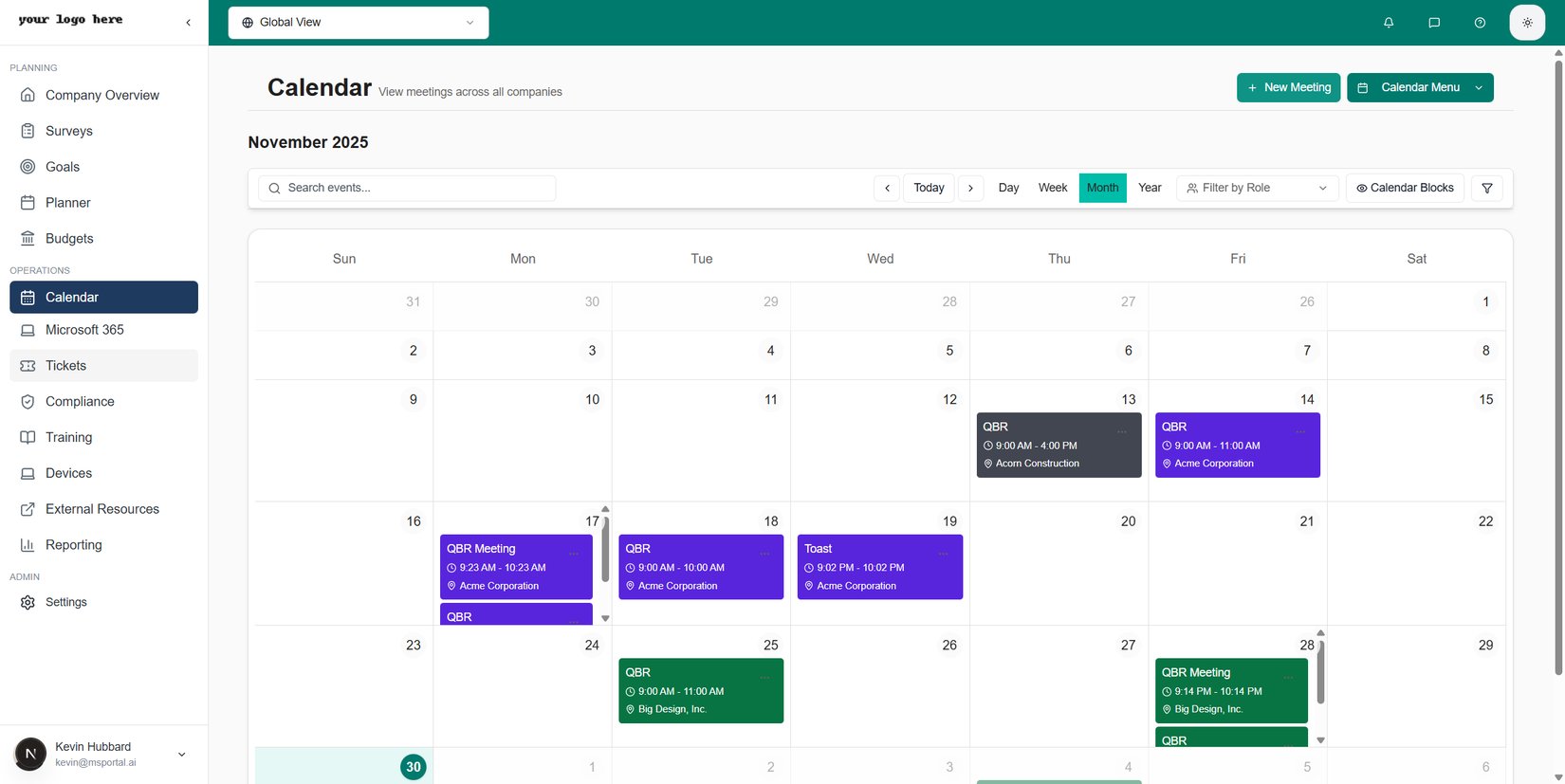 Calender Moduls Calendar - MSPortal.ai Documentation