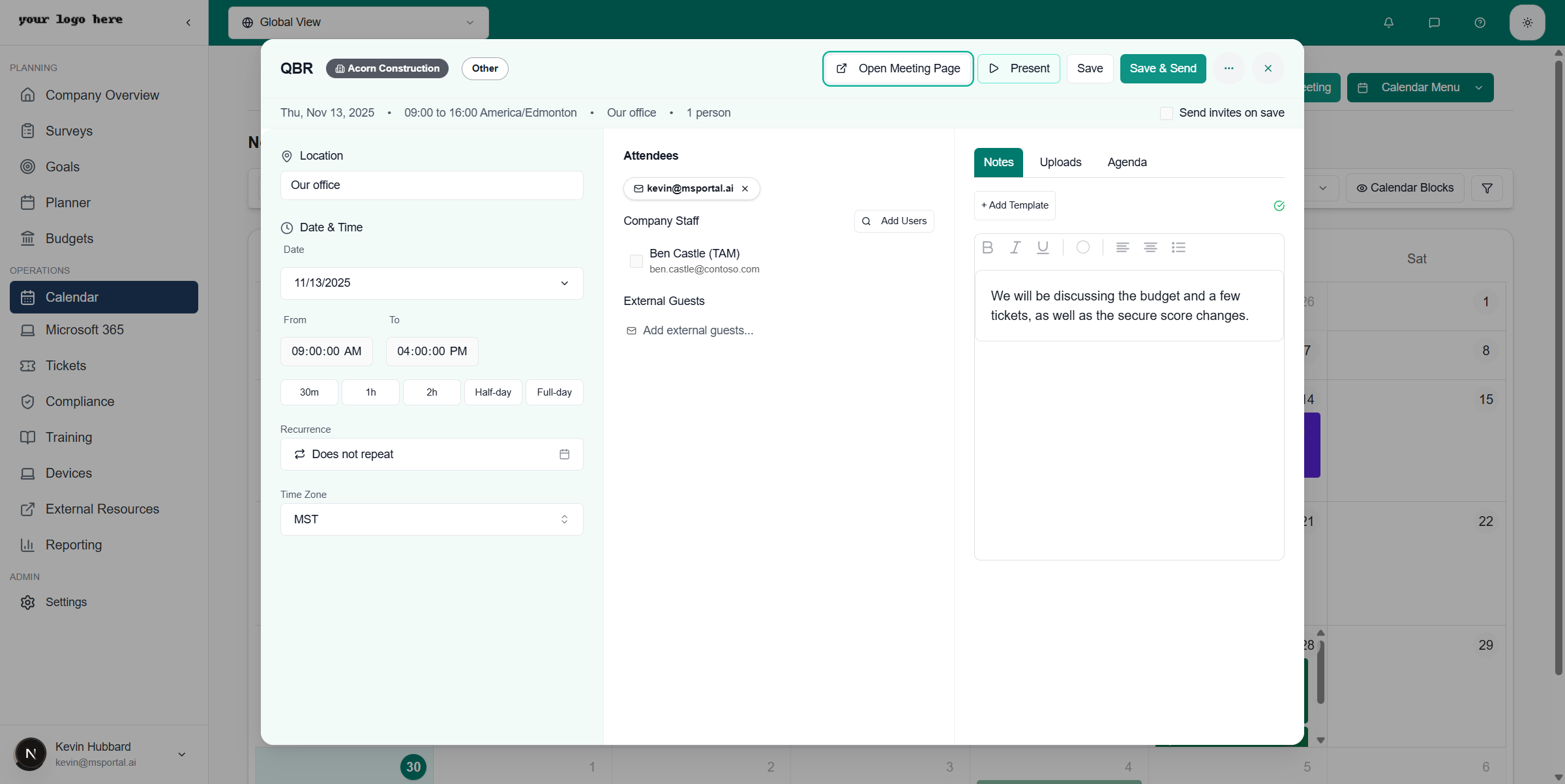 Meeting Preview Dialog