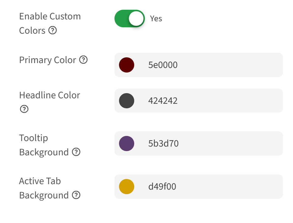Enable Custom Colors and Color Pickers