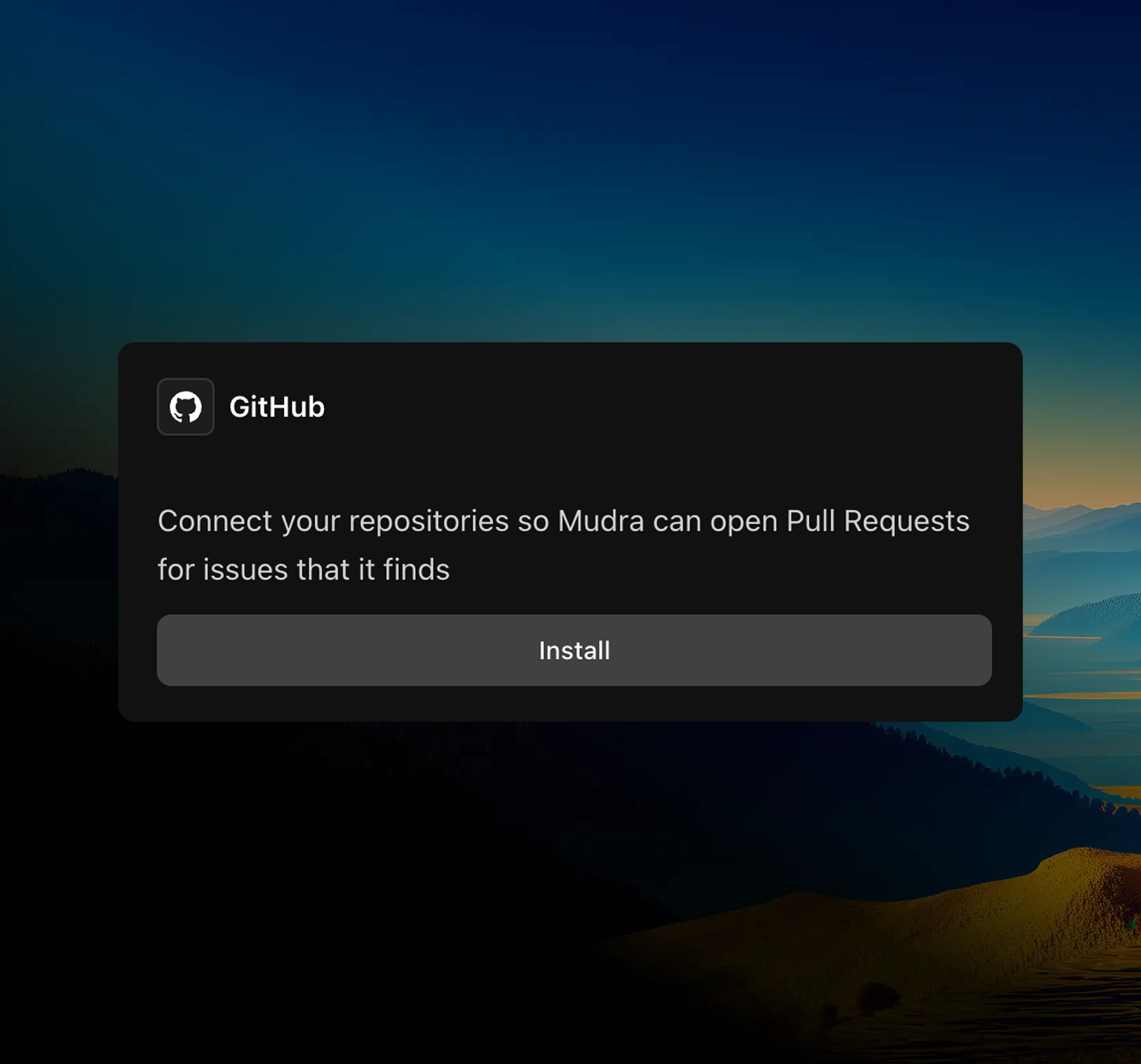 GitHub integration card prompting install