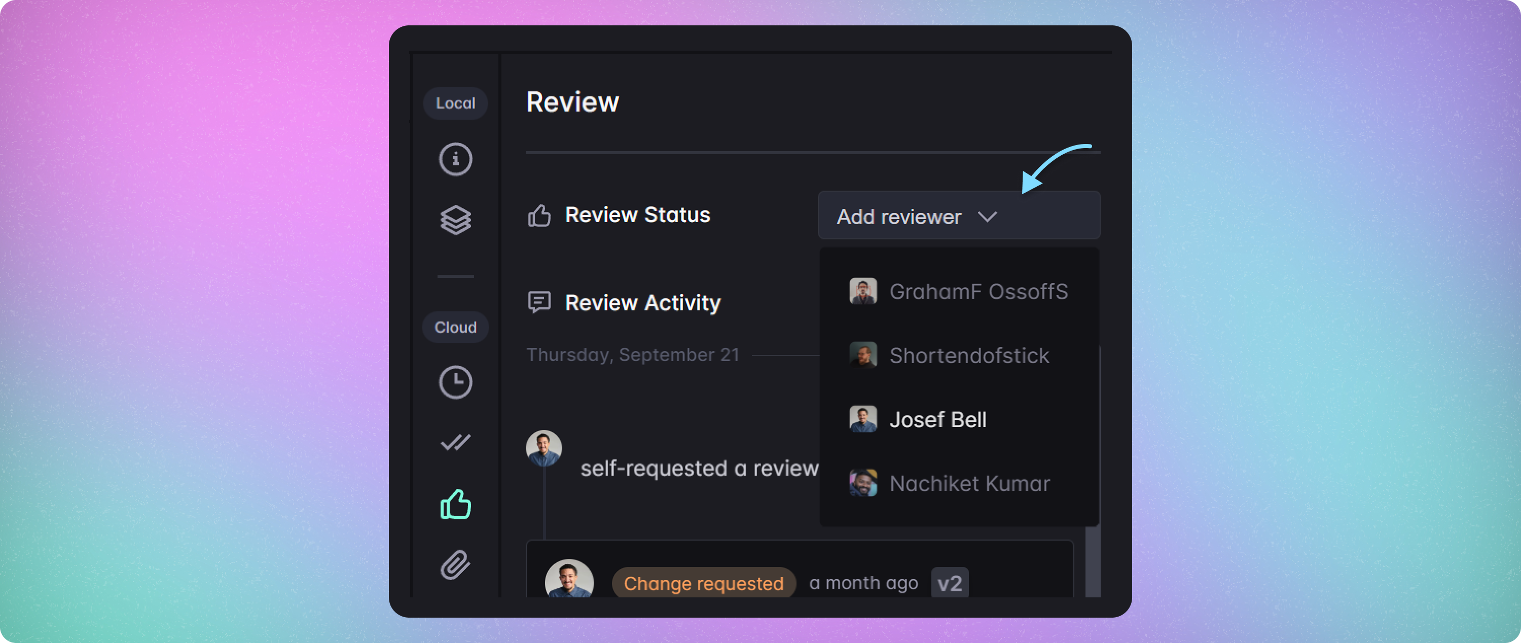 requesting a review in mudstack