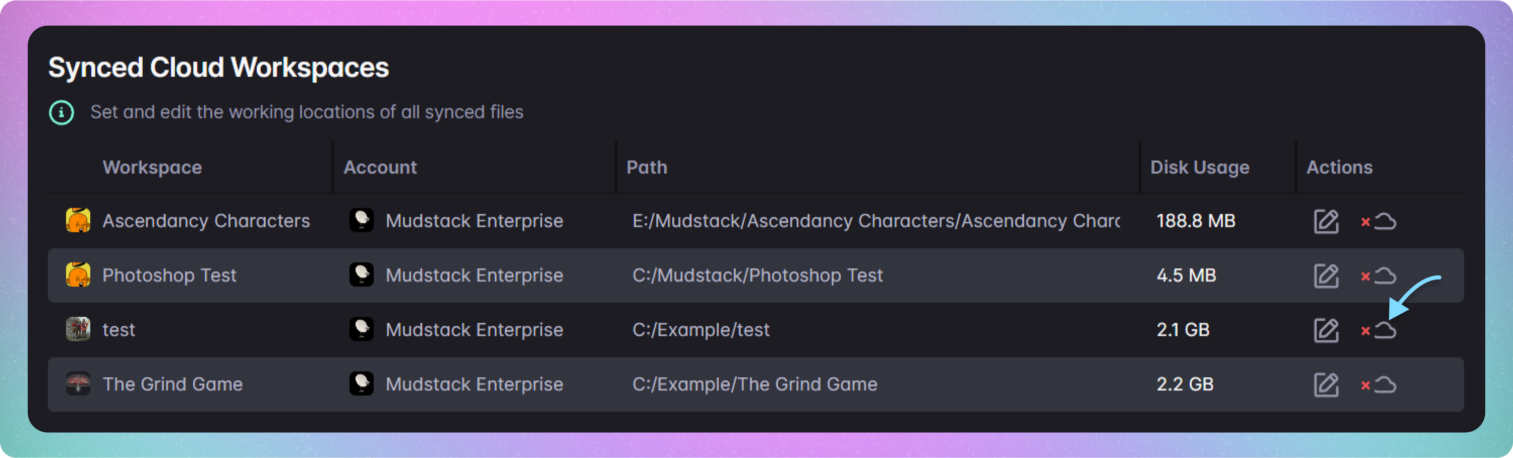 unmap a workspace in mudstack