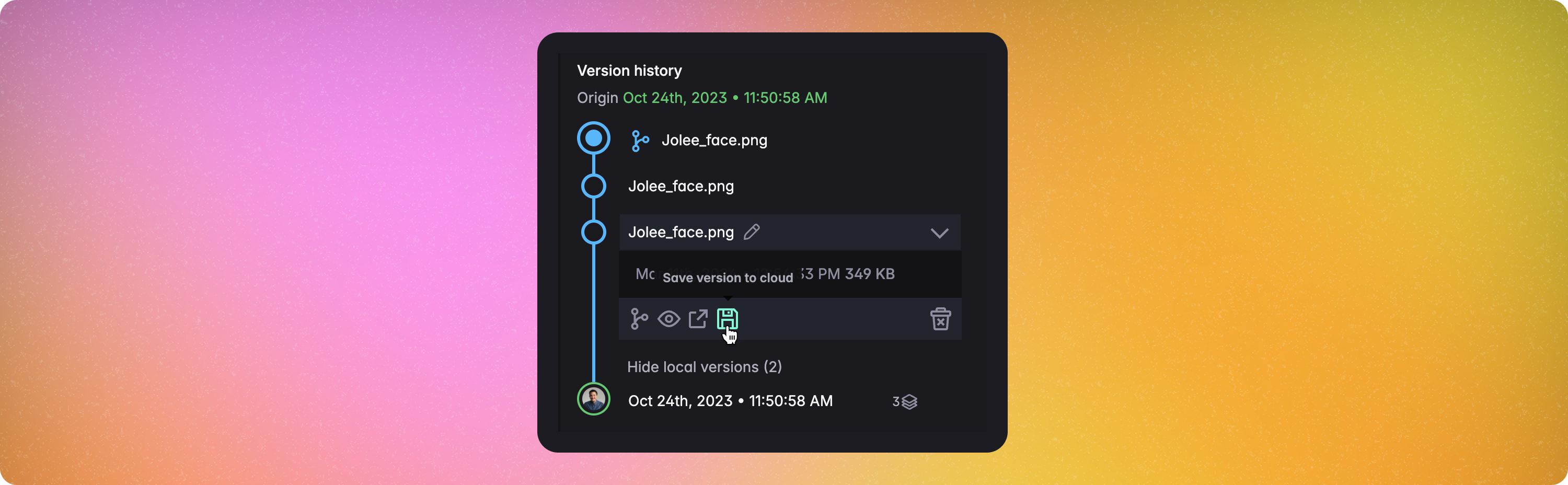 Upload a non-current version of a file in mudstack