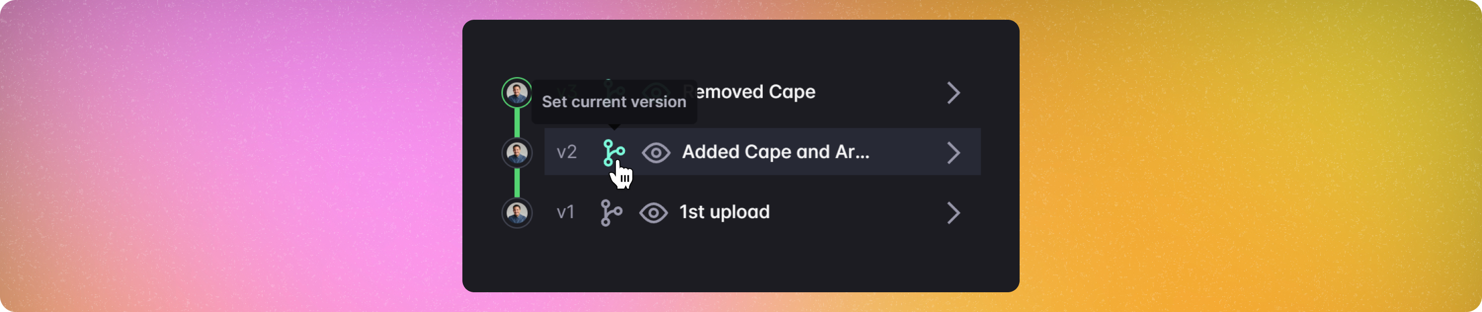 click the push button after committing local versions