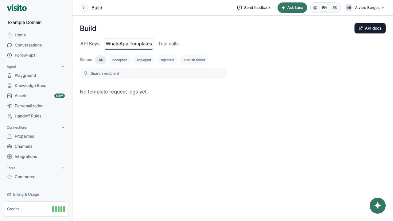 WhatsApp template requests