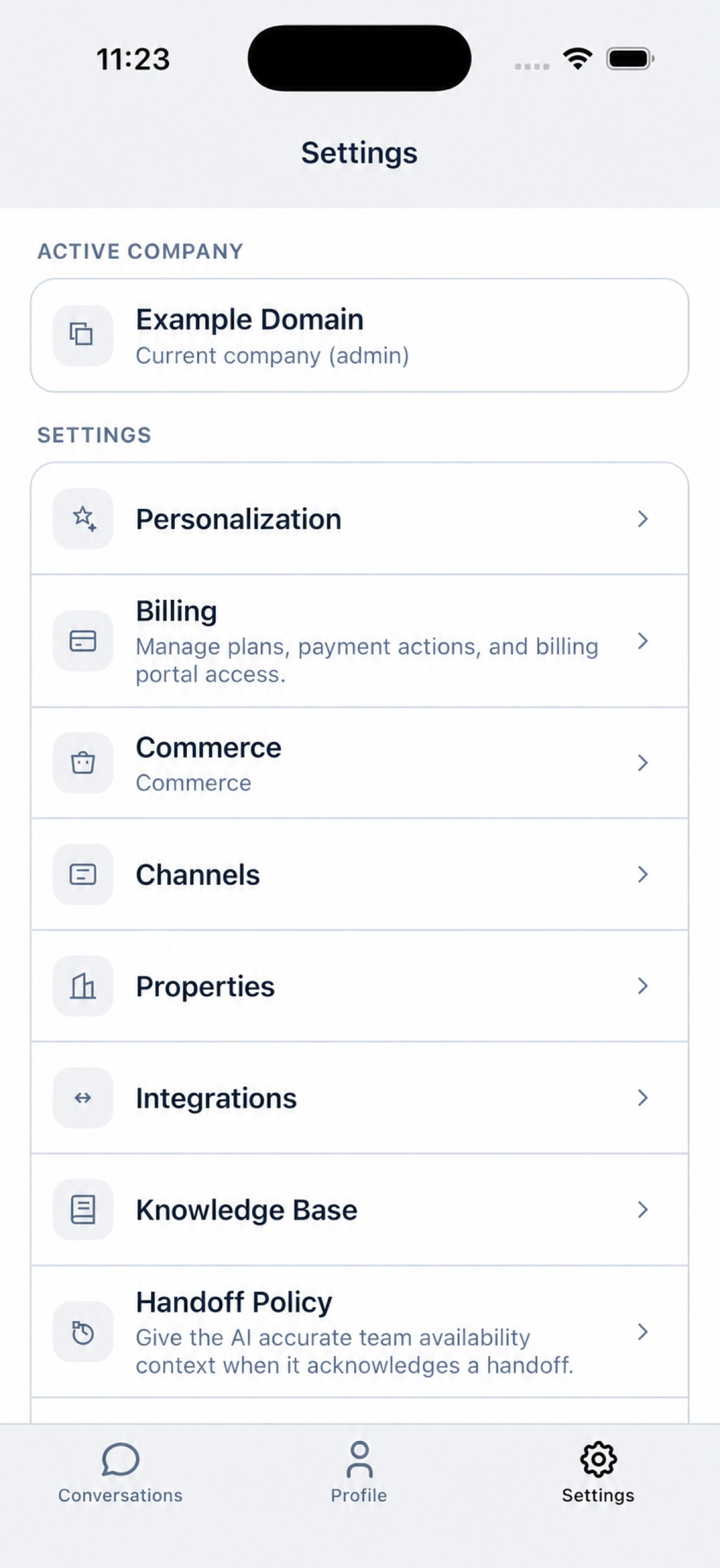 Configuración del espacio de trabajo en móvil