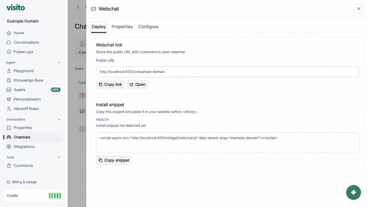 Webchat widget settings