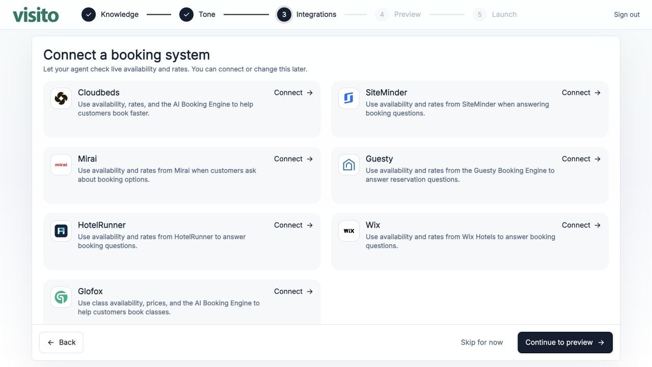 Connect a booking system during onboarding