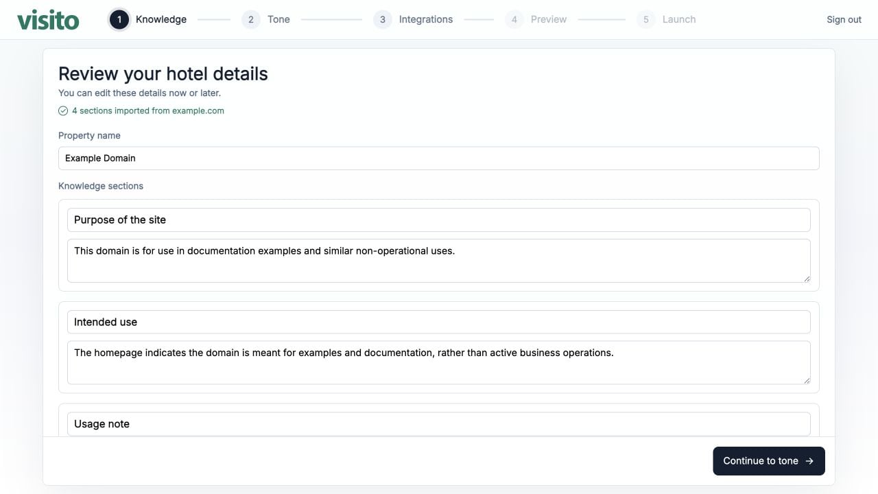 Review imported hotel details and knowledge