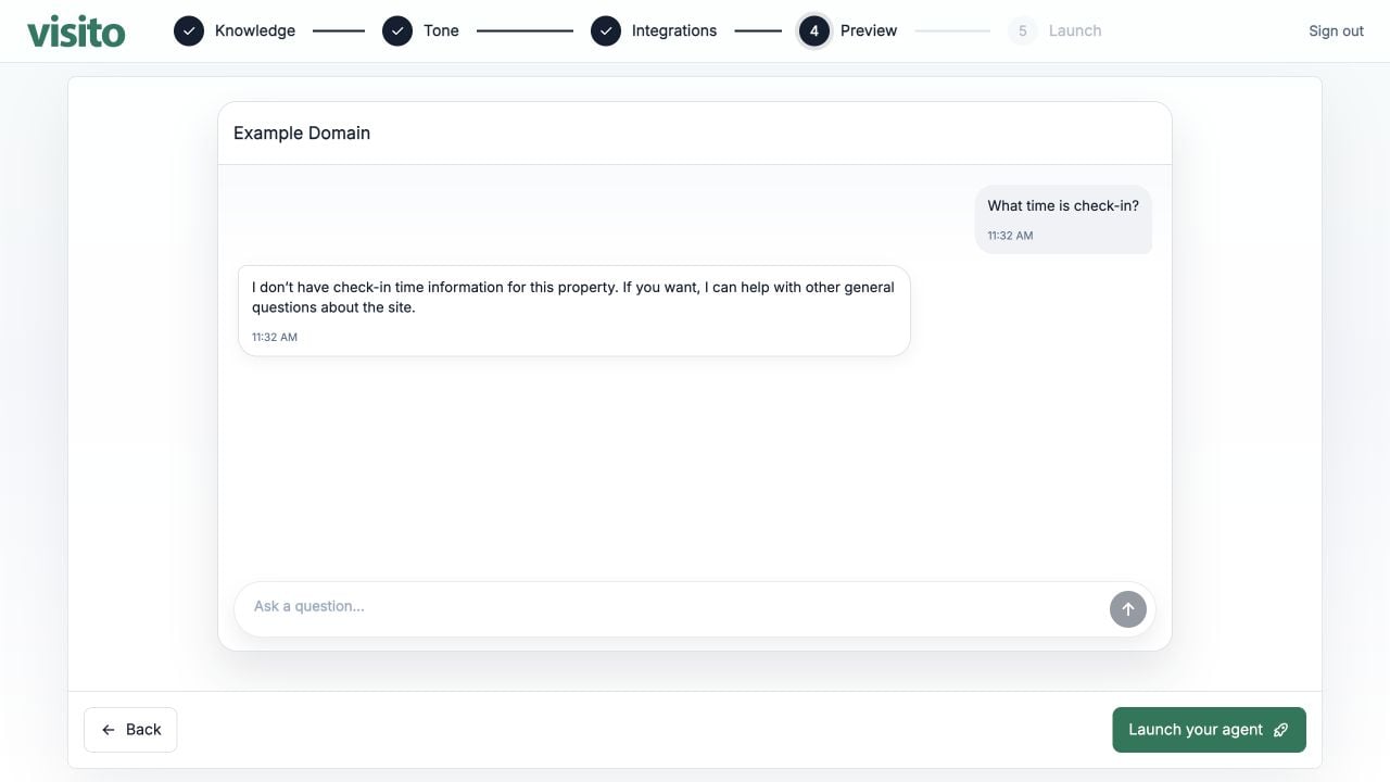Test the onboarding agent preview