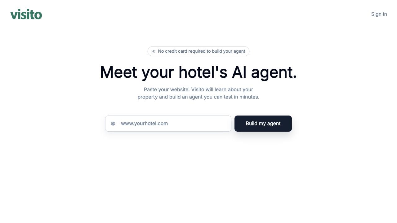 Start a new Visito workspace from a hotel website