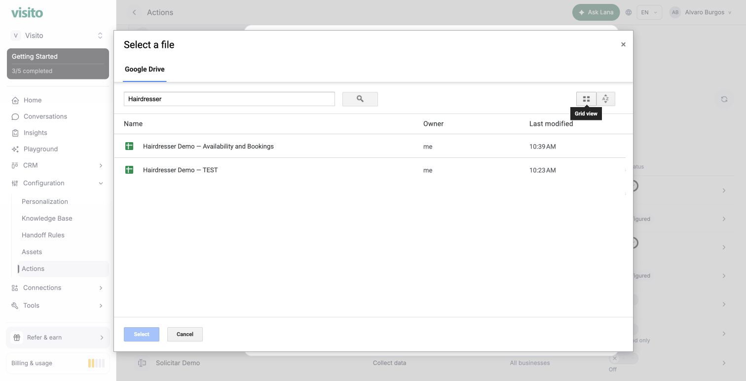Google Picker permite distinguir el archivo principal de su copia de pruebas.