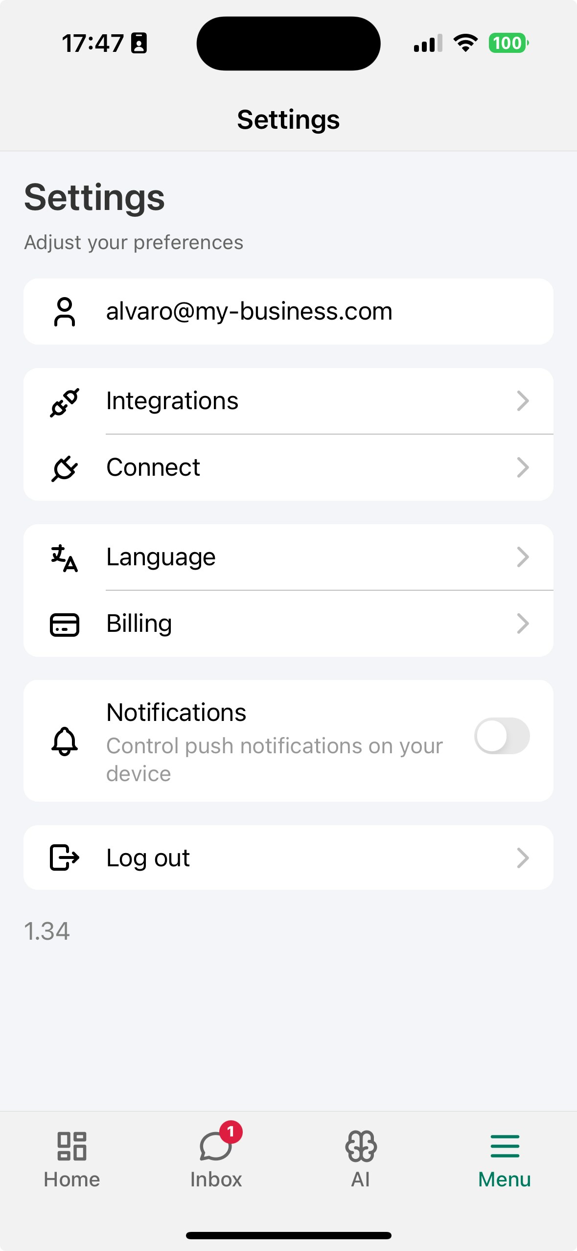 Enable push notifications – Visito mobile settings