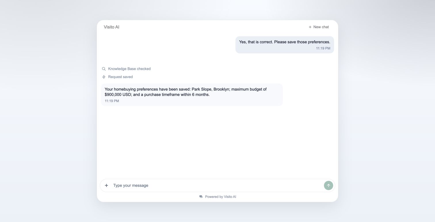 Recopilación correcta en Webchat después de la confirmación.