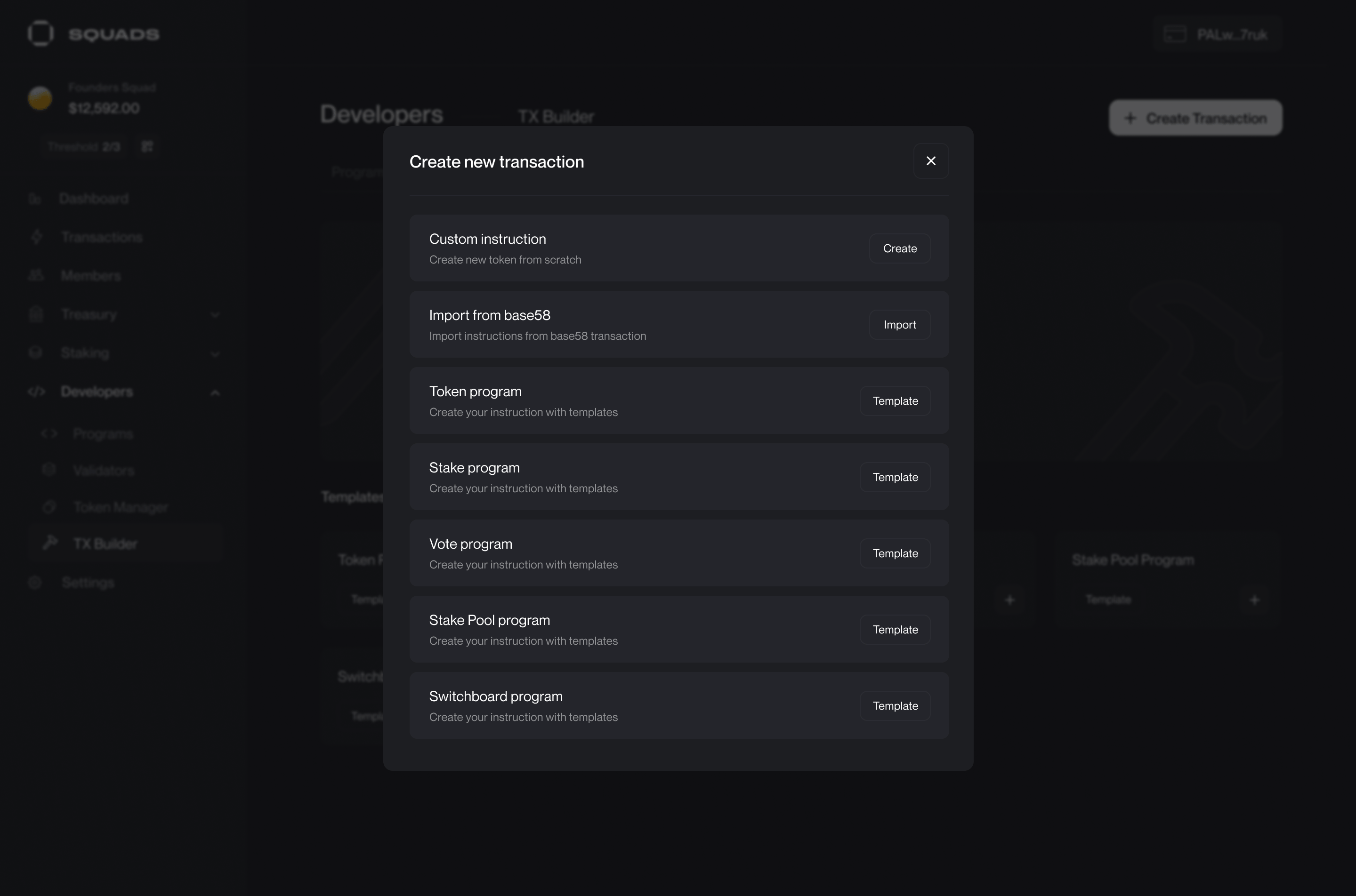 Transaction Builder Interface