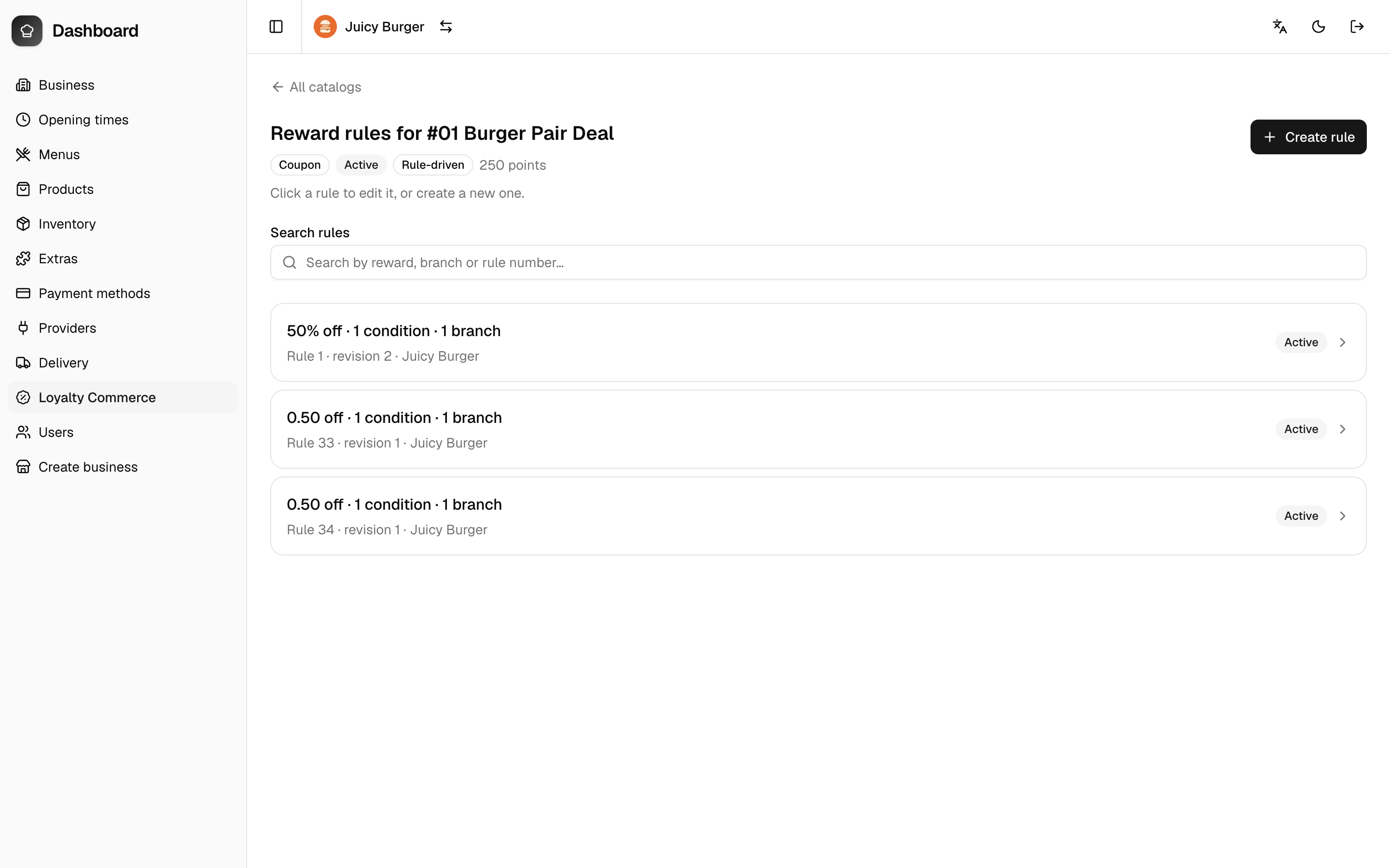 Rules list showing the new rule