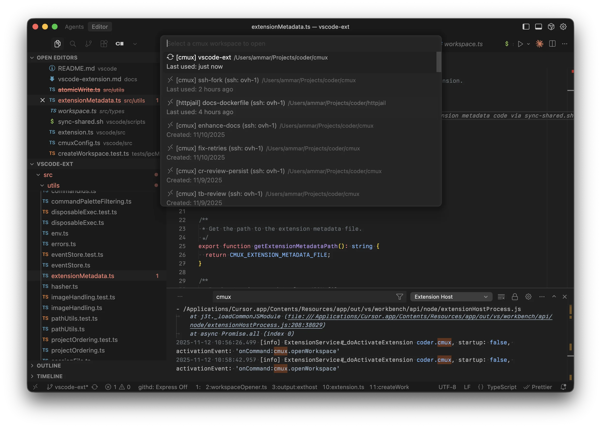 Mux VS Code extension screenshot