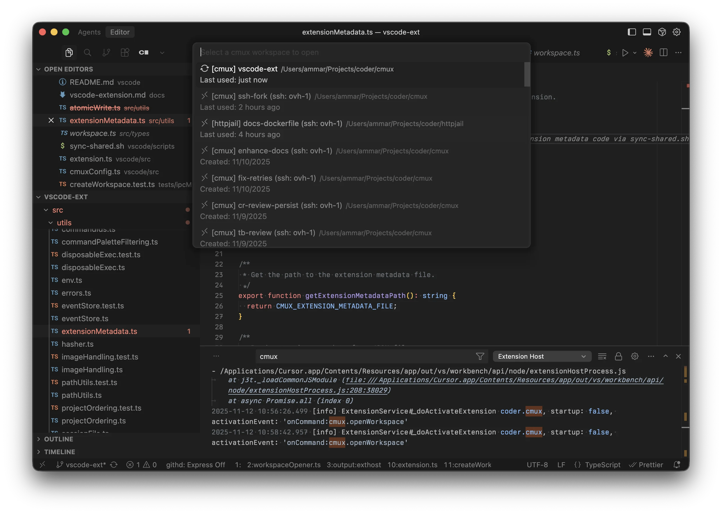 Mux VS Code extension screenshot
