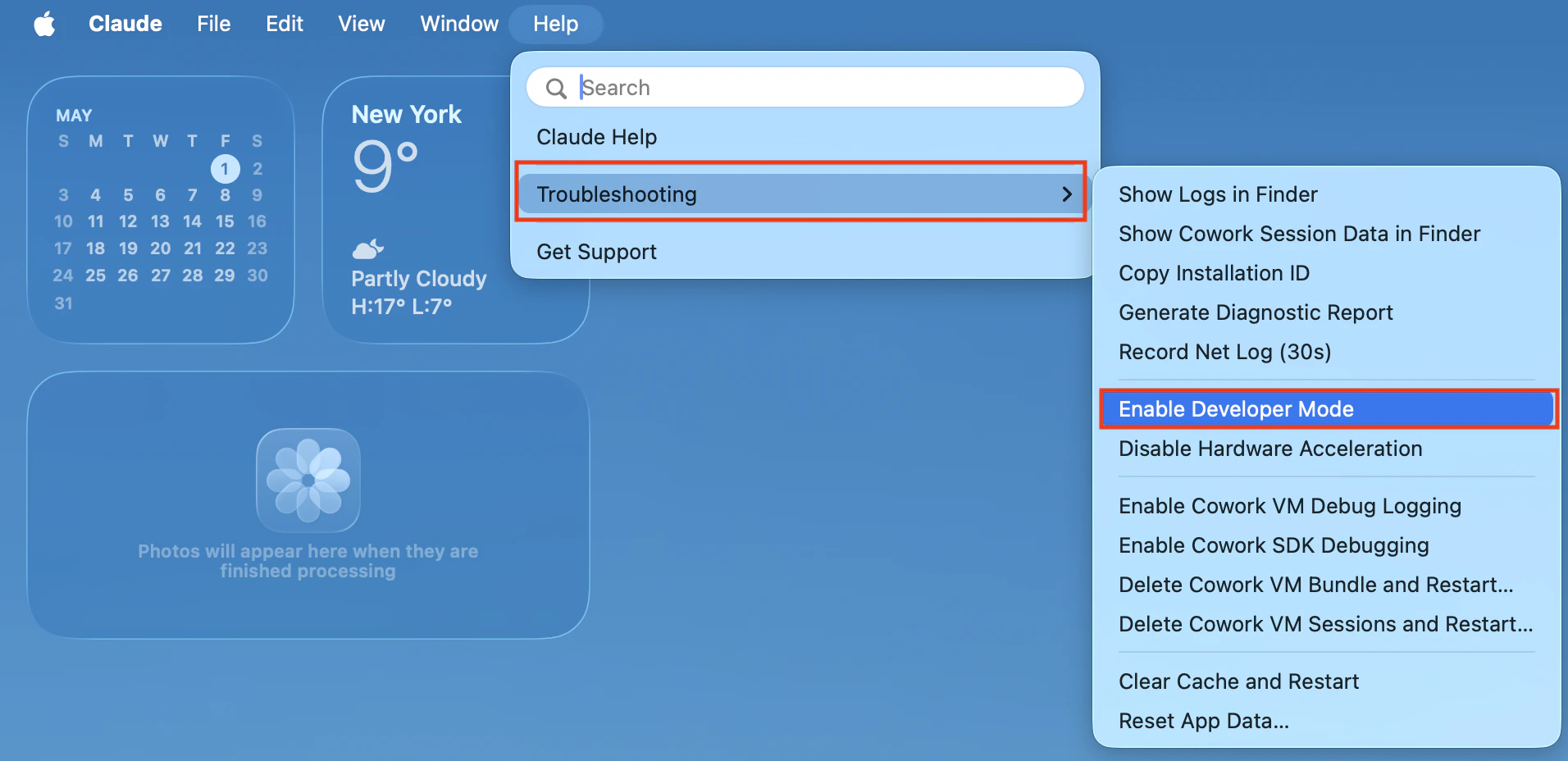 Claude Desktop Help Menu Troubleshooting