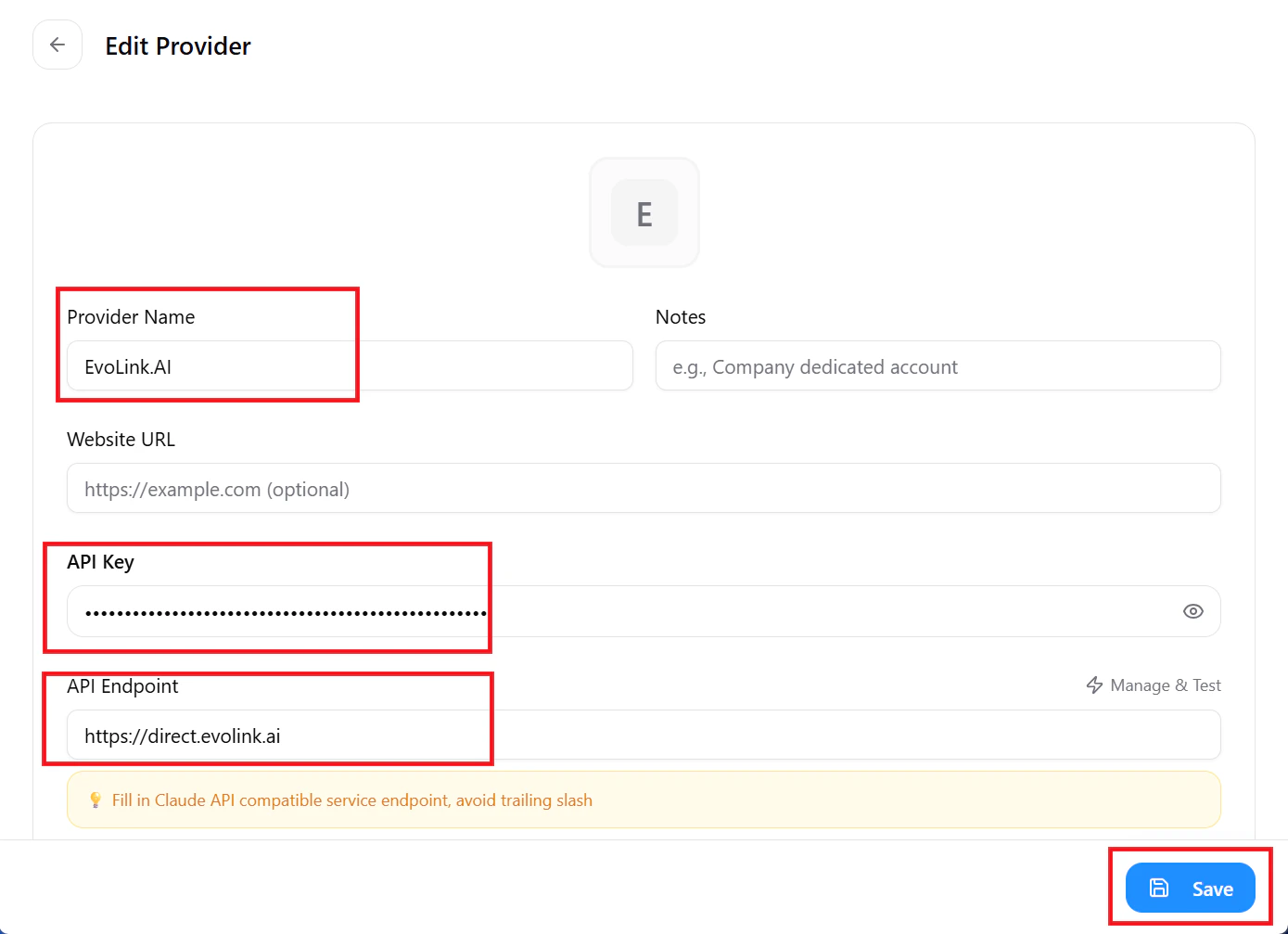 CC Switch Configurer EvoLink
