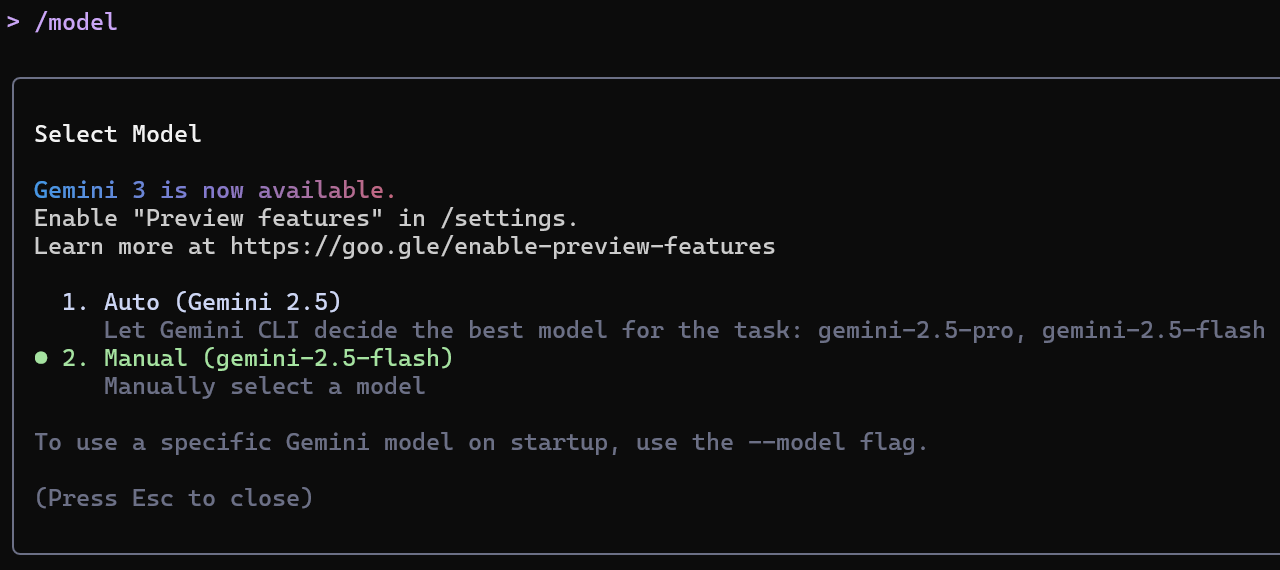 Gemini CLI Switch Model