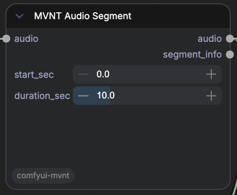MVNT Audio Segment node in ComfyUI