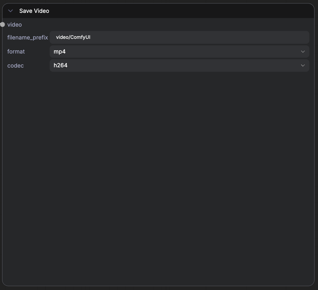 Save Video node in ComfyUI
