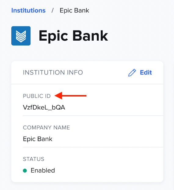 Where to find the public ID