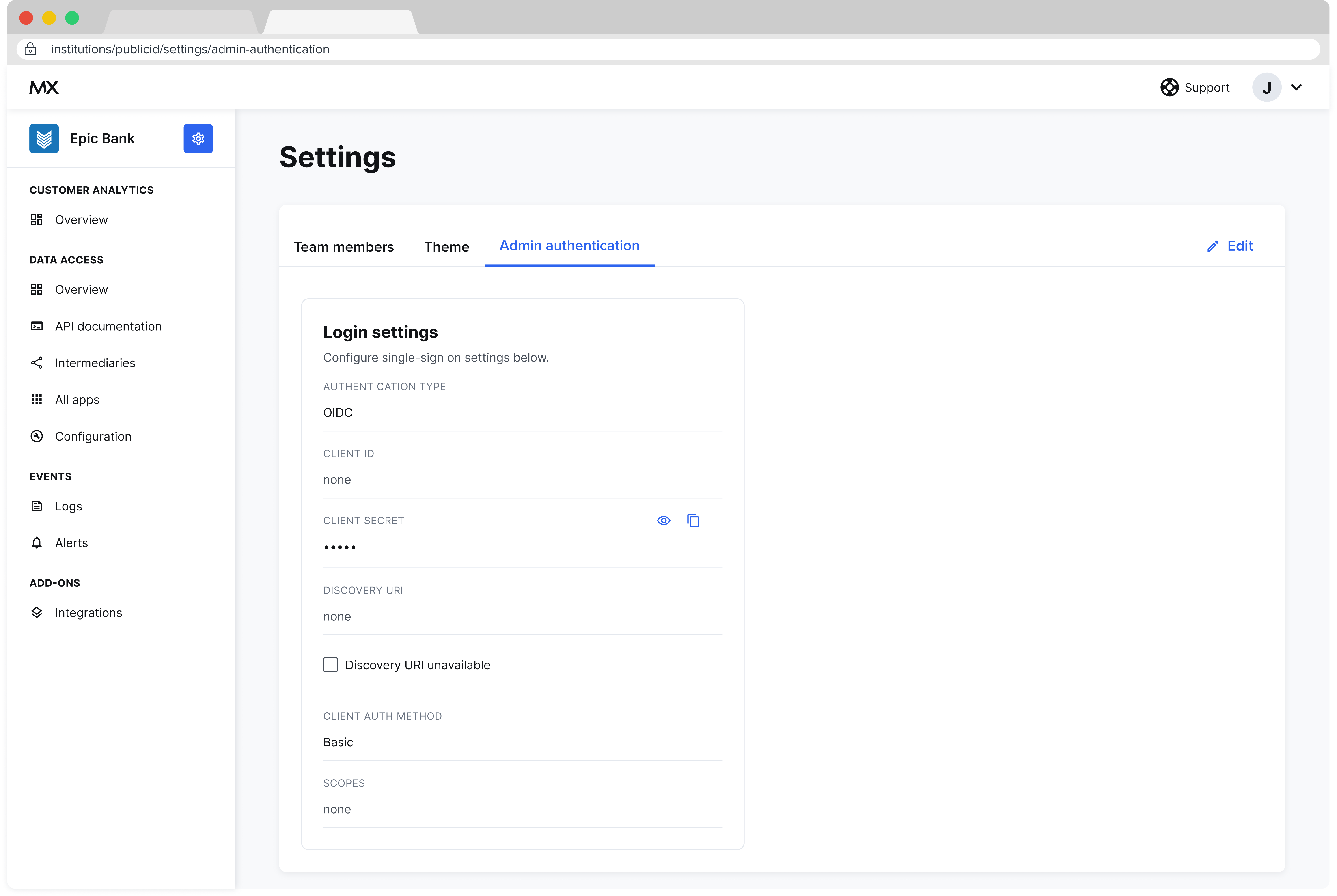 admin auth