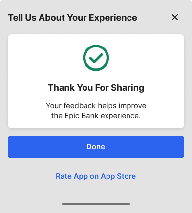 Send Feedback confirmation screen