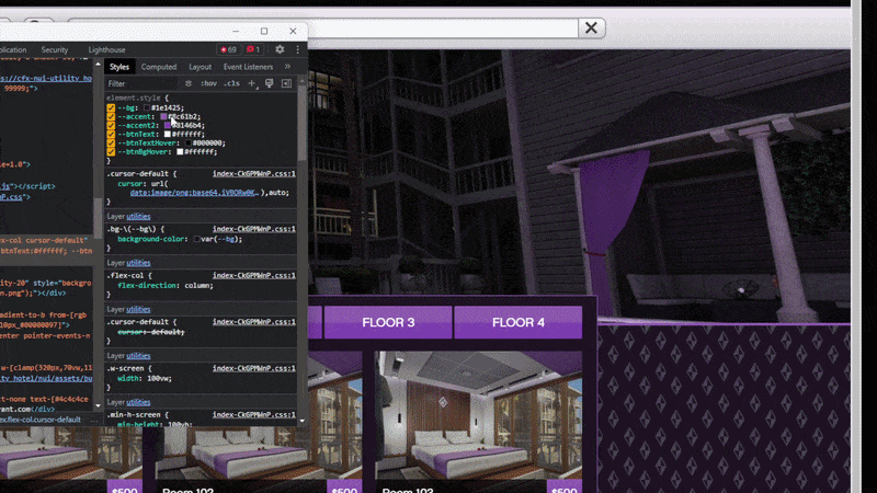 On the right you will find the Styles tab with the current color values
