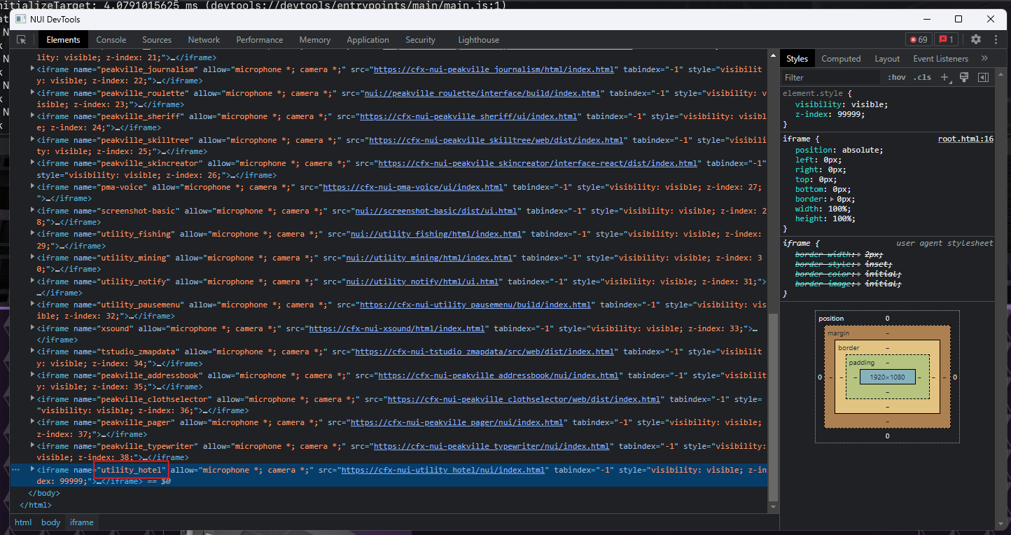 Locate Iframe element named utility_hotel