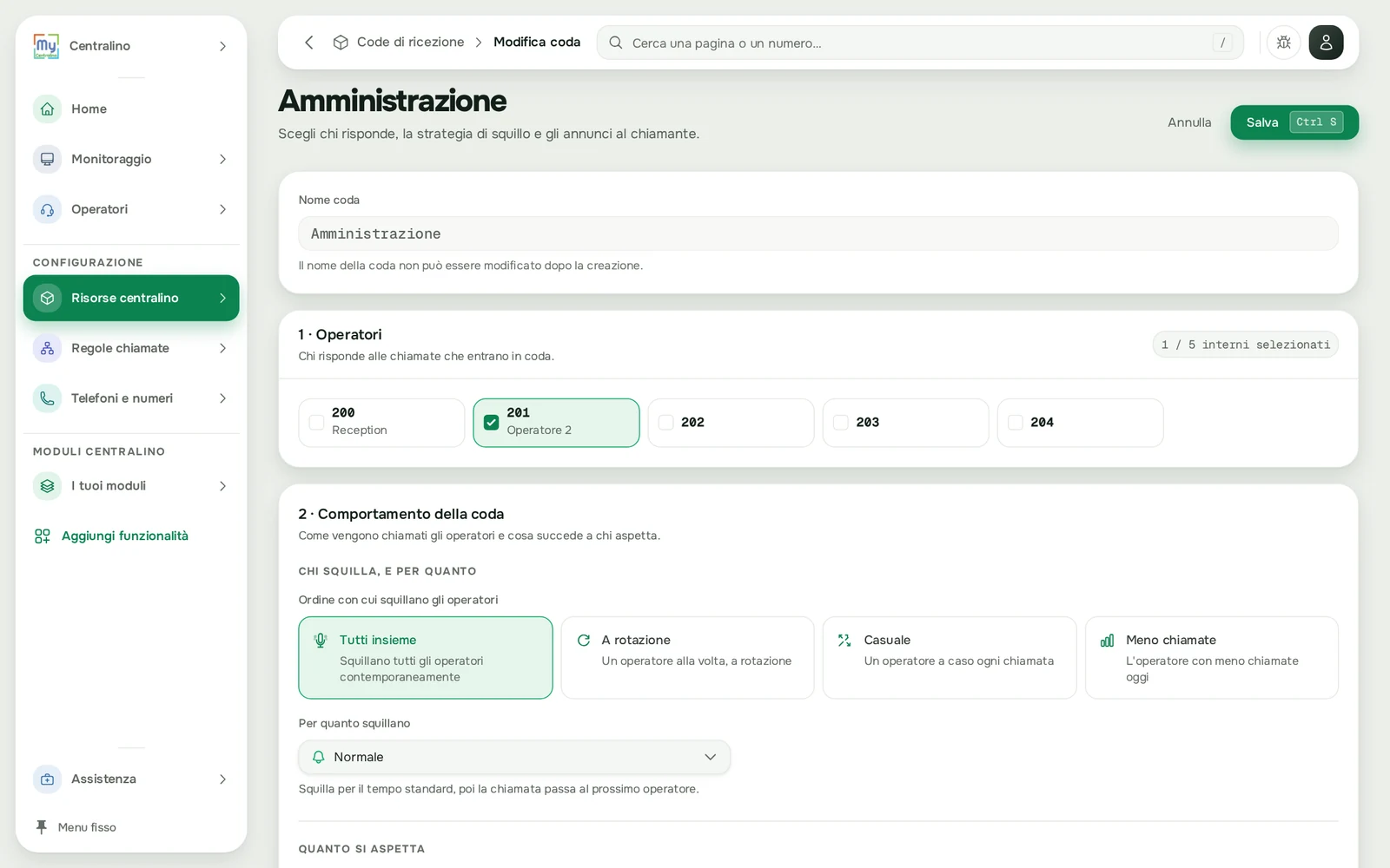 La pagina di una coda: operatori e comportamento
