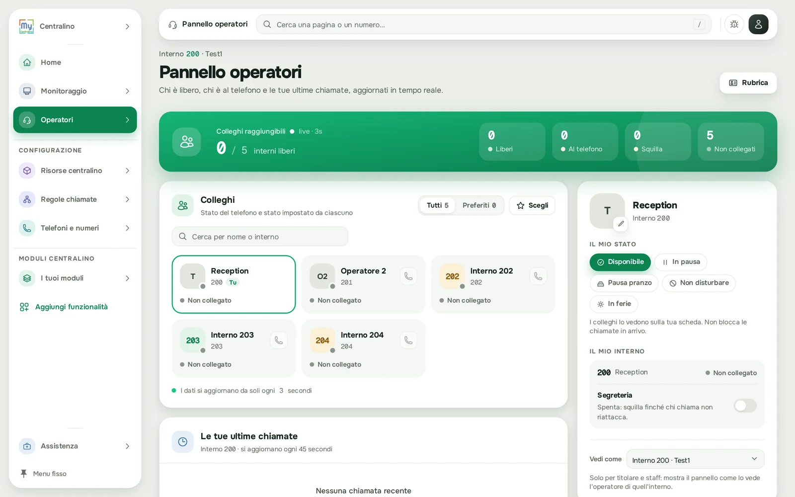 Il Pannello operatori