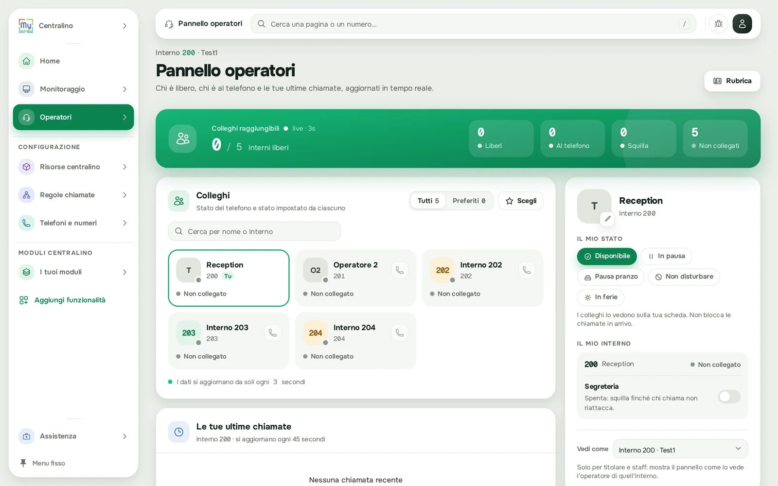 Il Pannello operatori