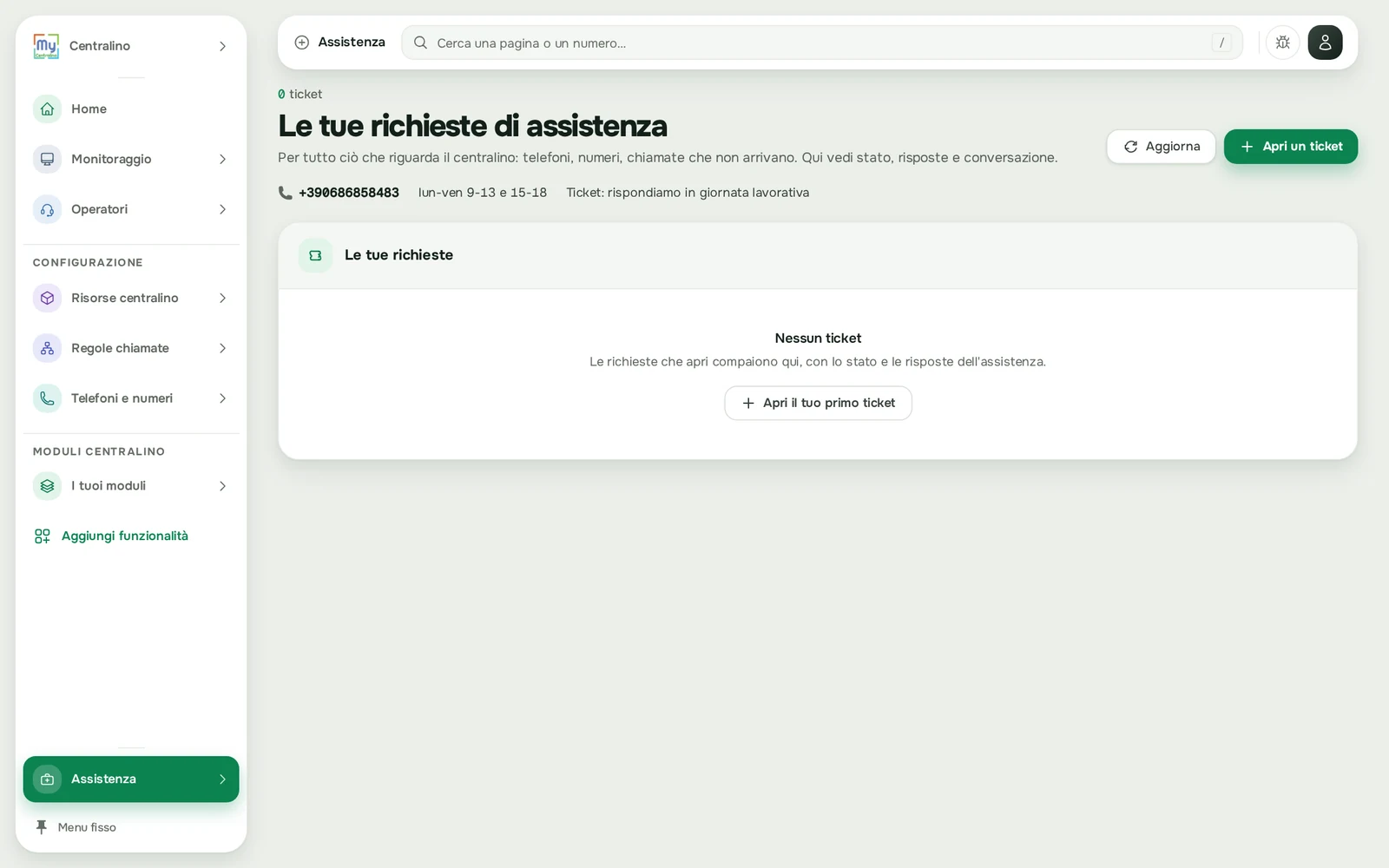 Le tue richieste di assistenza