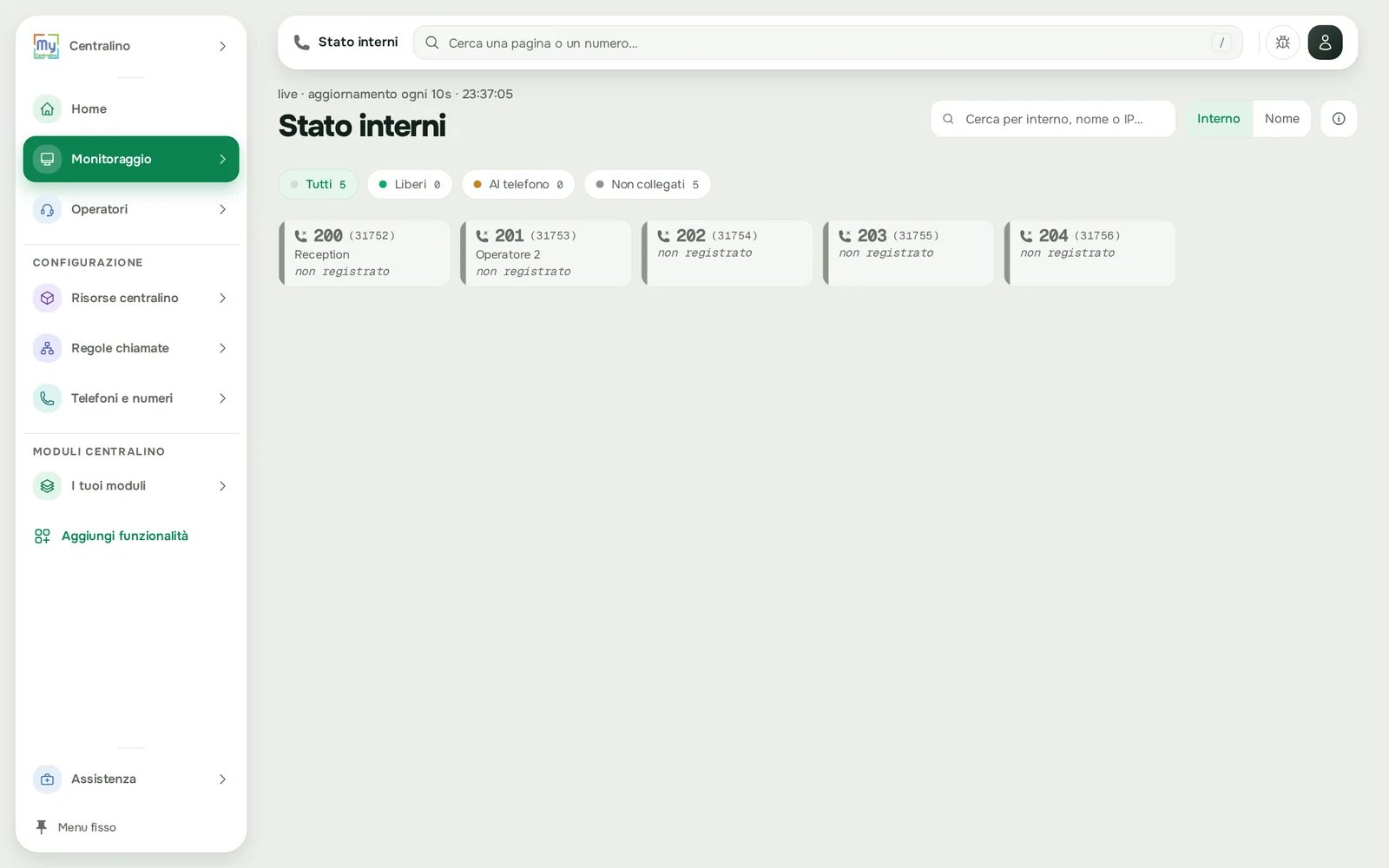 Stato interni con i filtri per stato