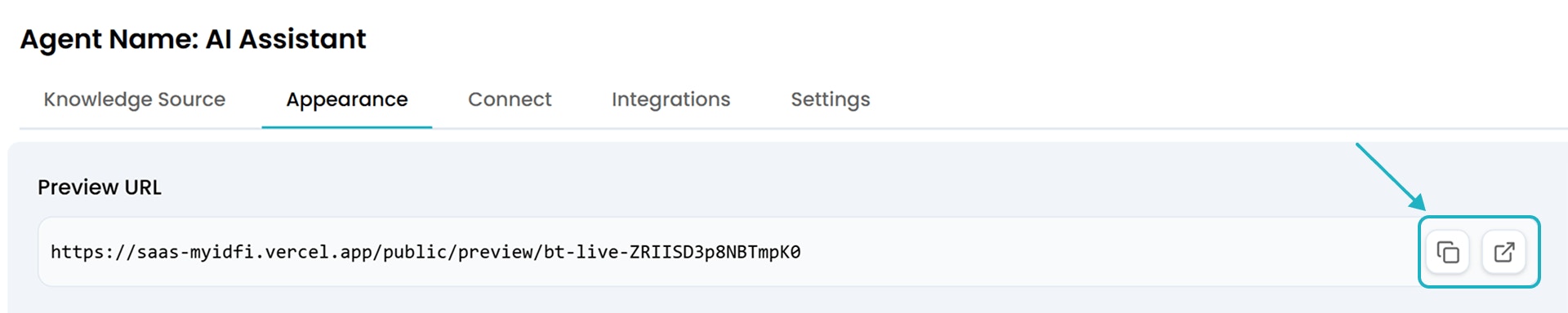 Preview URL to test Chat Agent