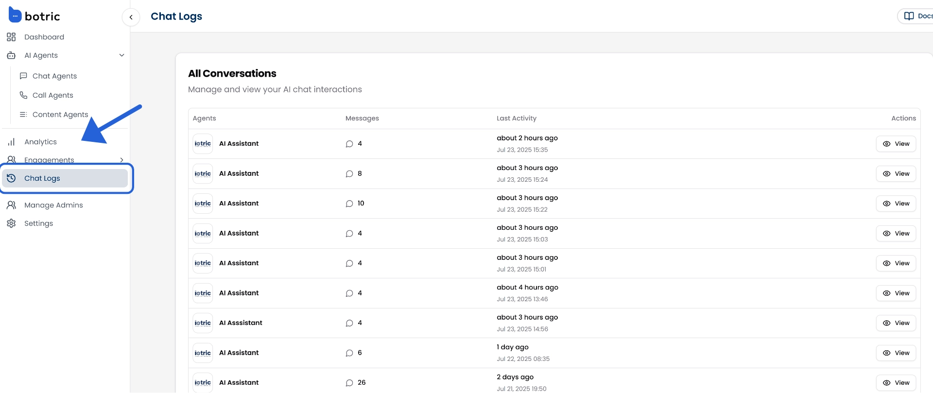 myIDFI AI Chat logs feature