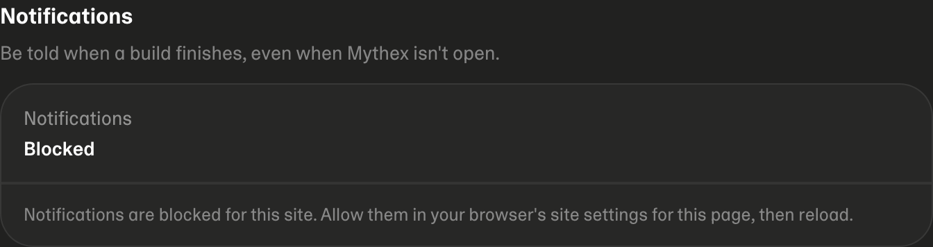The Notifications row showing Blocked, with the explanation underneath