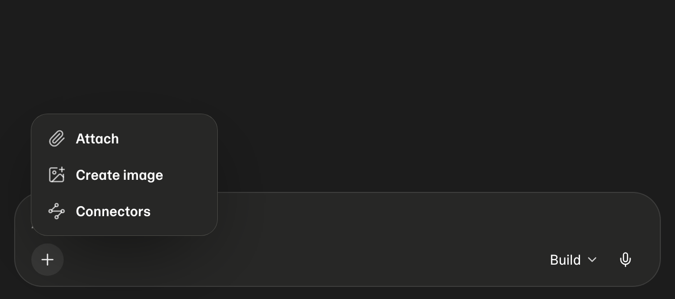 Create image in the + menu