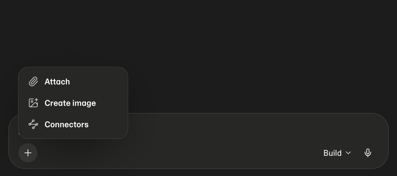 Create image in the + menu