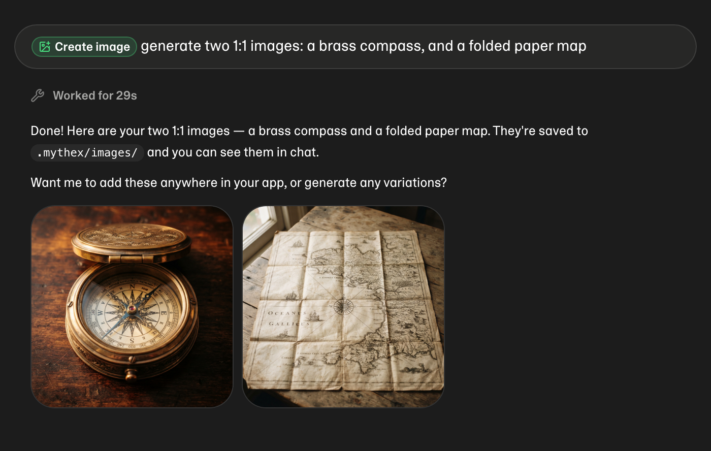 Several generated images in one row