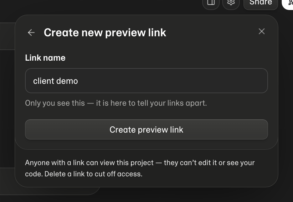 Naming a new preview link